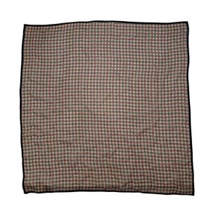 TALBOTS 100% Silk Plaid Foulard Small Square Scarf Vintage 90s Tan Red Blue